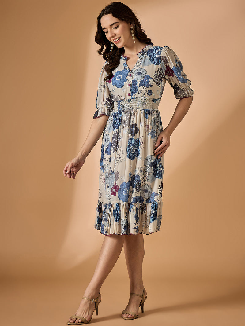 Floral Printed Fit & Flared Dress