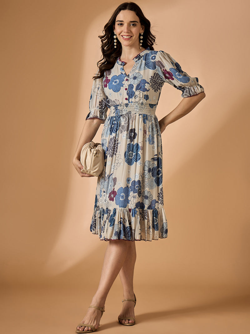 Floral Printed Fit & Flared Dress