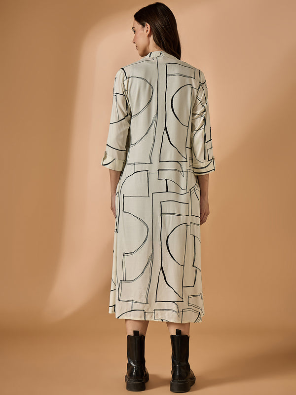 Abstract Printed Long Line Shrug
