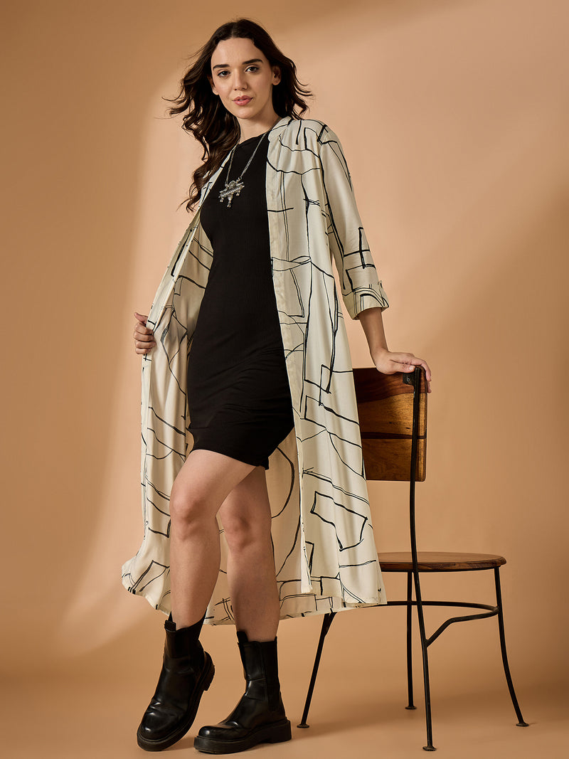 Abstract Printed Long Line Shrug