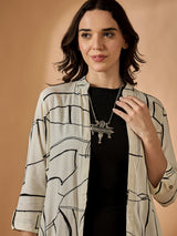 Abstract Printed Long Line Shrug