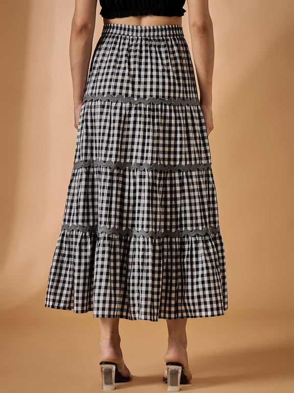 Striped Flared Maxi Skirt