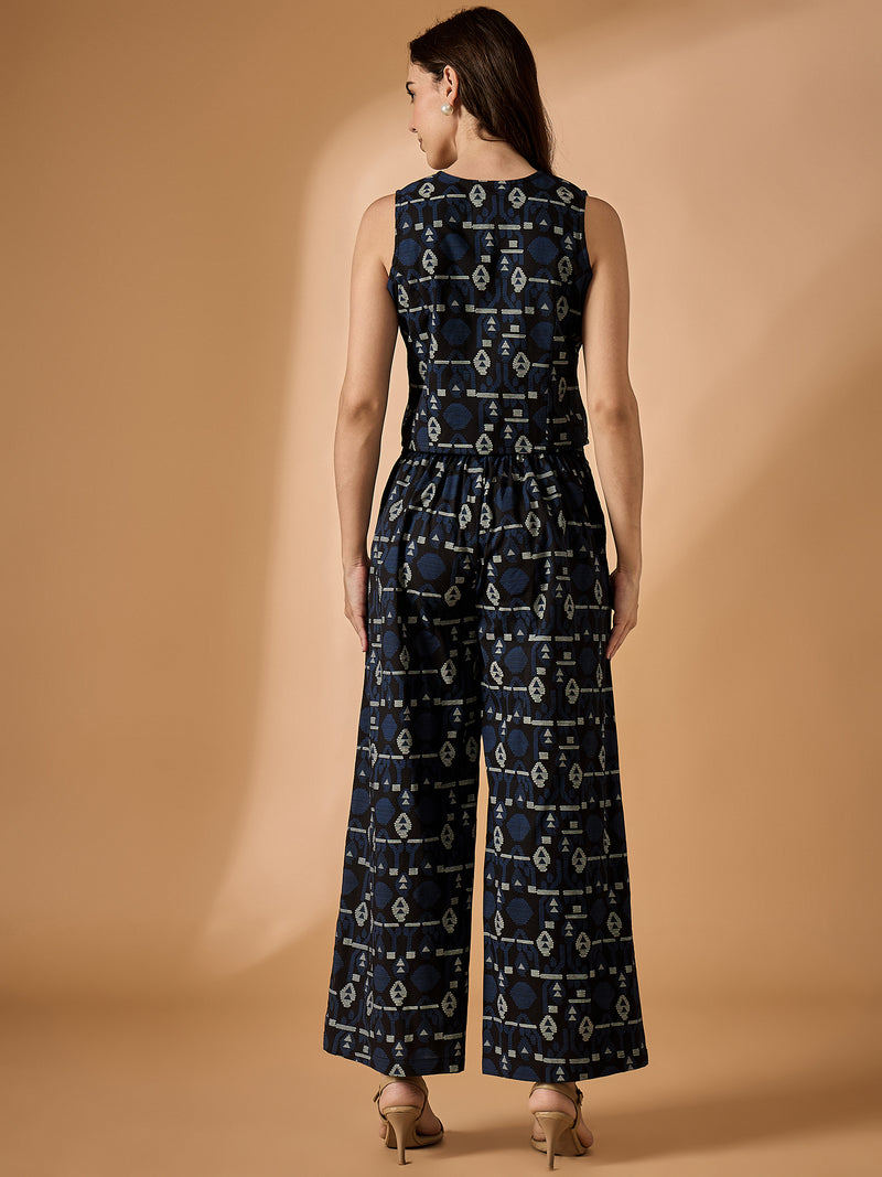 Abstract Blue Printed Co-Ords Set
