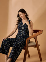 Abstract Blue Printed Co-Ords Set
