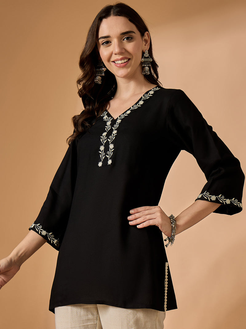 Black Embroidered Tunic