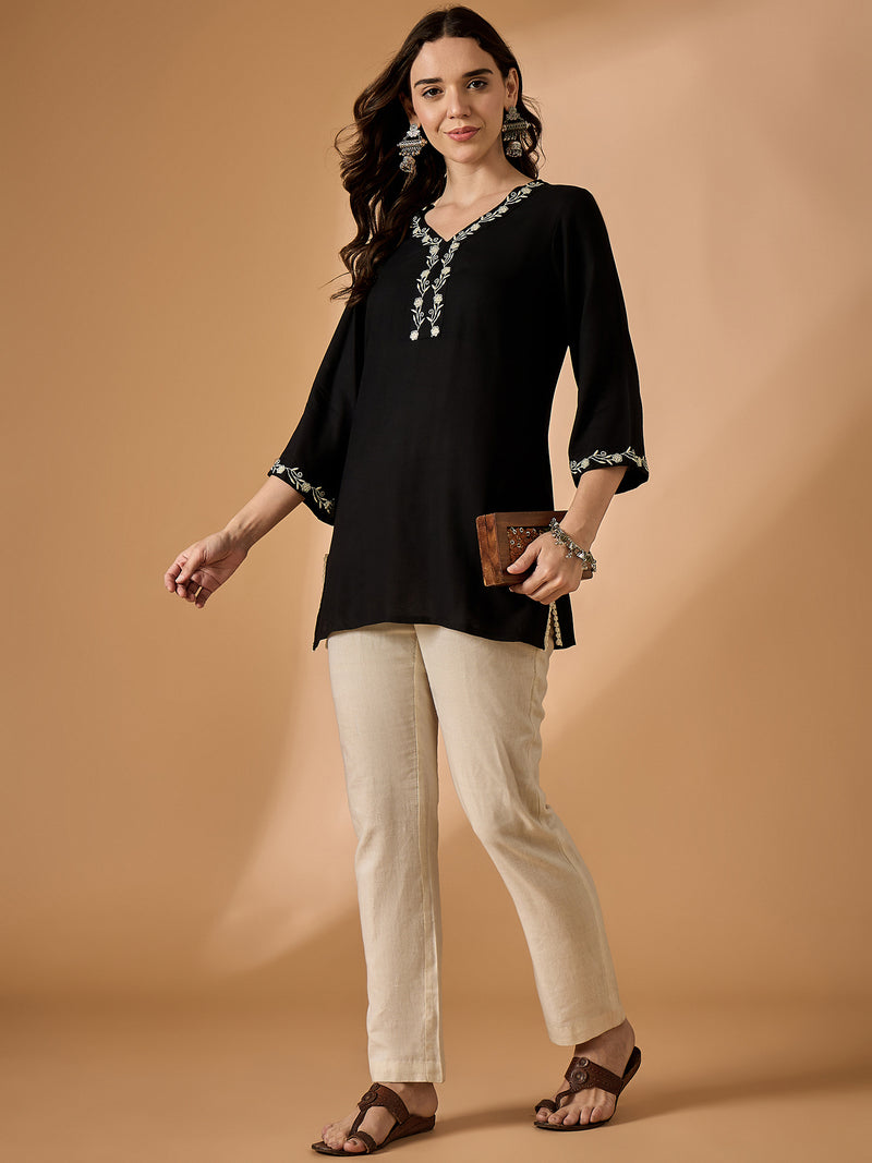 Black Embroidered Tunic