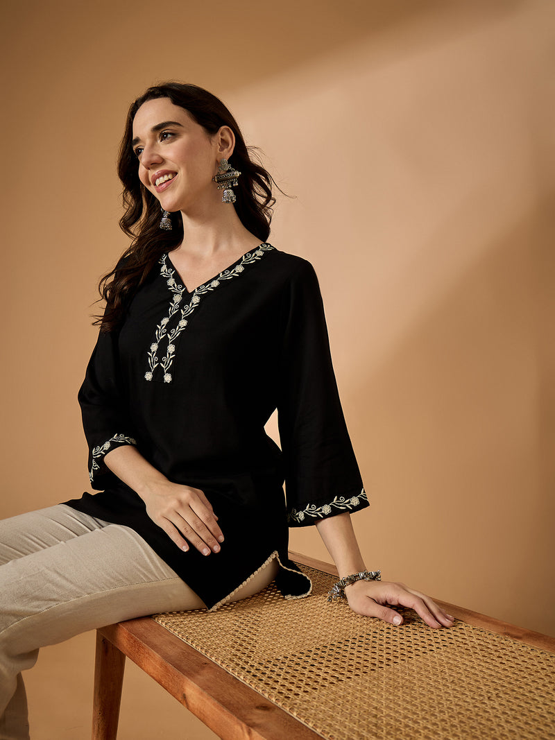 Black Embroidered Tunic