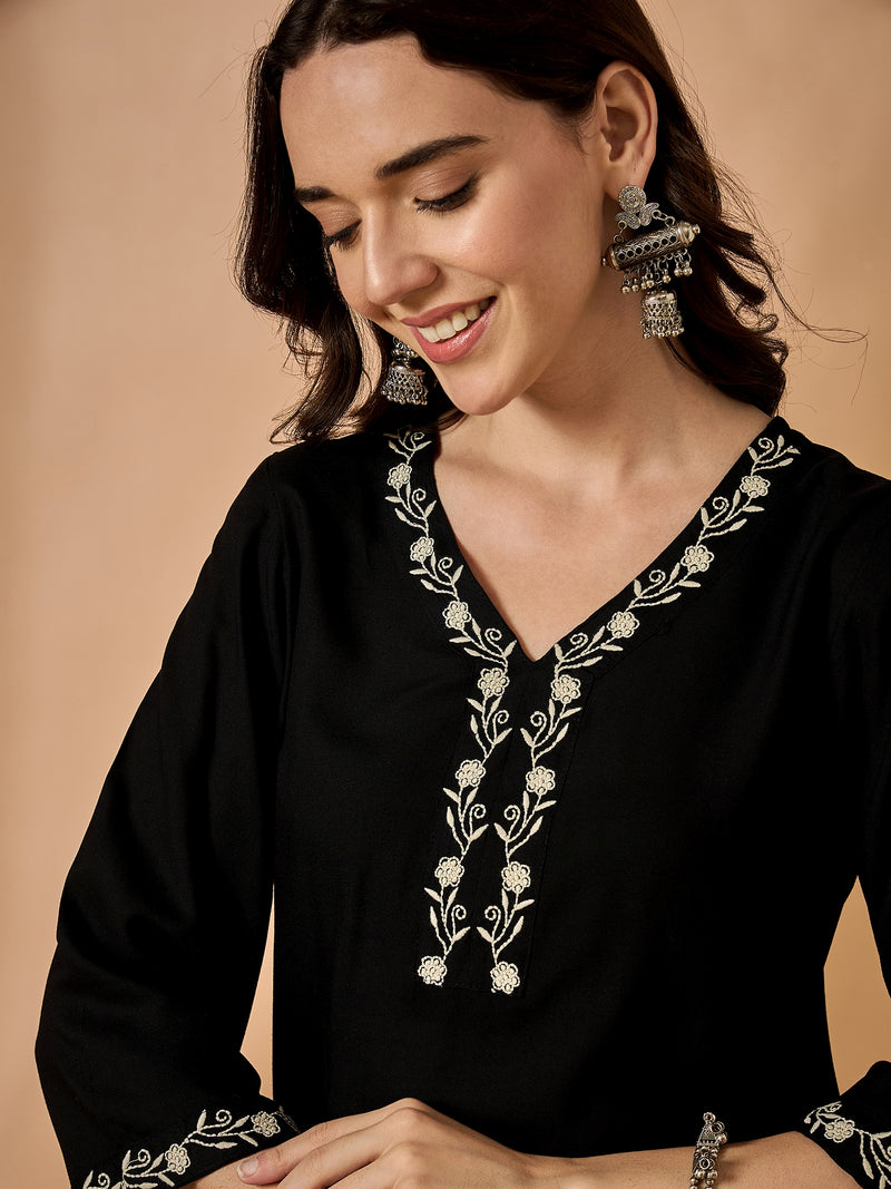 Black Embroidered Tunic