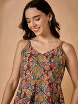 Brown Floral Printed Sleeveless Top