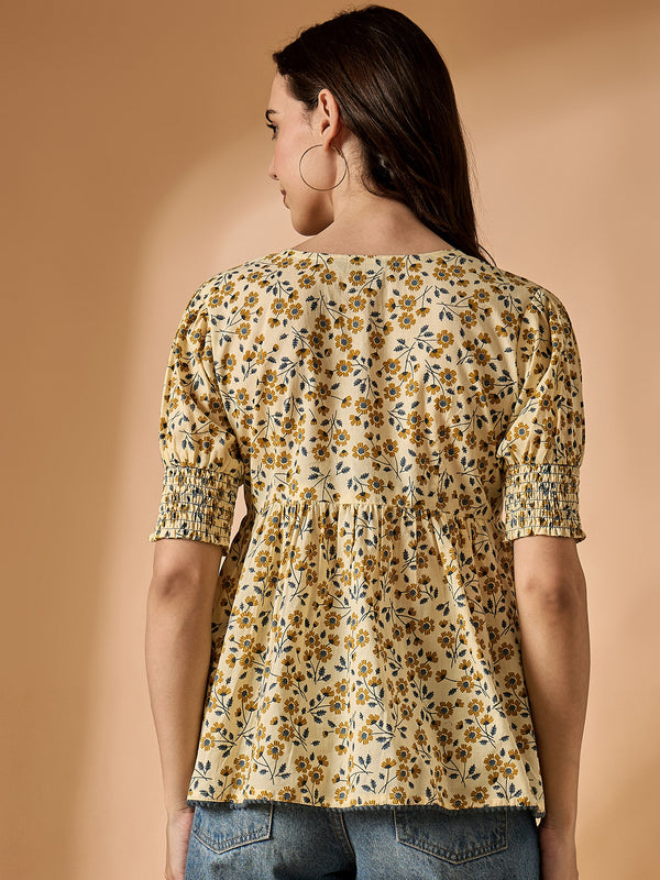 Yellow Floral Printed Top