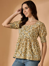 Yellow Floral Printed Top