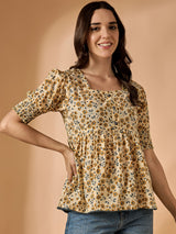Yellow Floral Printed Top