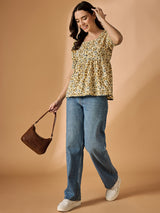 Yellow Floral Printed Top