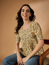 Yellow Floral Printed Top