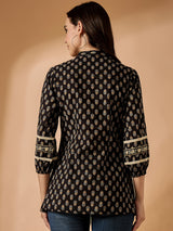 Motif Printed Black Tunic