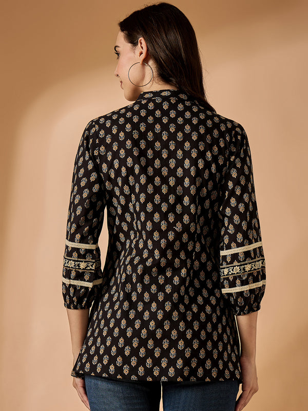 Motif Printed Black Tunic