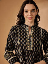 Motif Printed Black Tunic