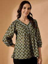 V neck Regular Peplum Top