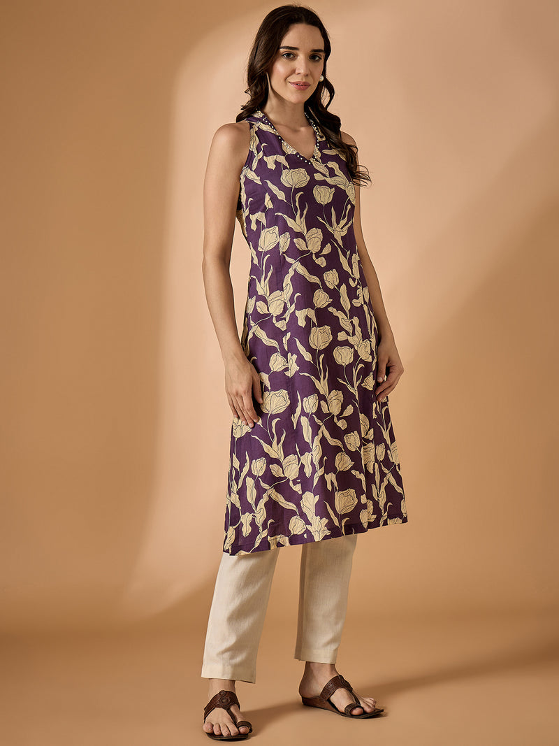 Foral Printed Halter Neck Kurta