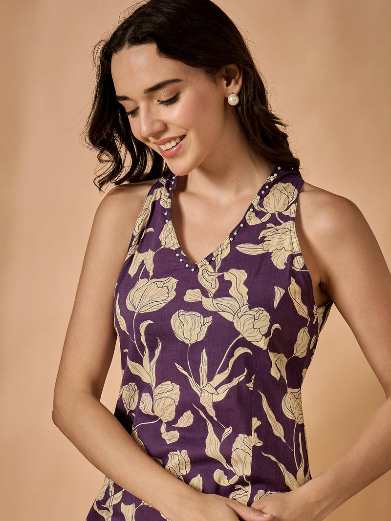 Foral Printed Halter Neck Kurta