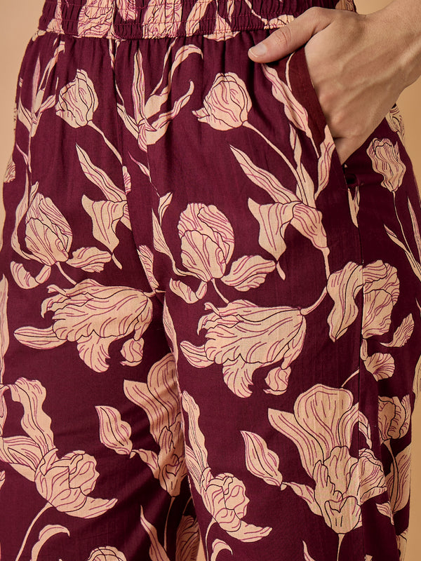 Floral Printed V neck Co-Ords Set