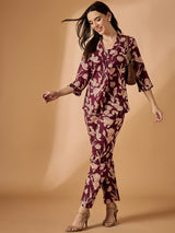 Floral Printed V neck Co-Ords Set