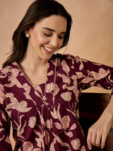 Floral Printed V neck Co-Ords Set
