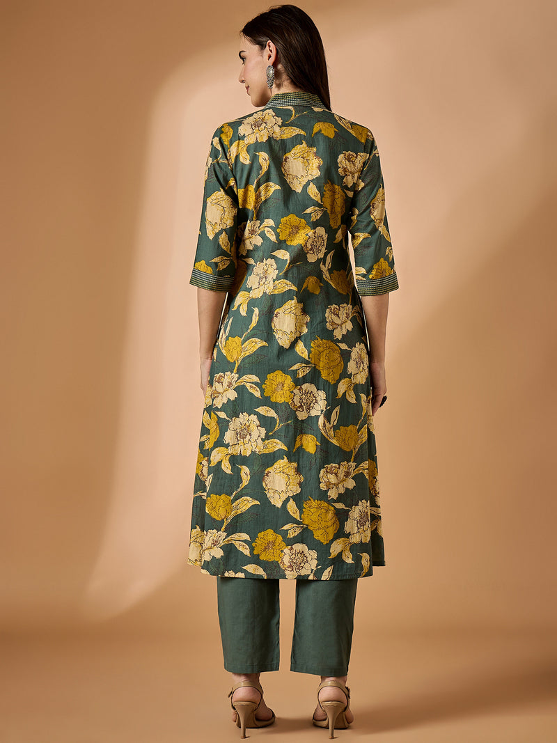Floral Printed Kurta With Palazzo Set