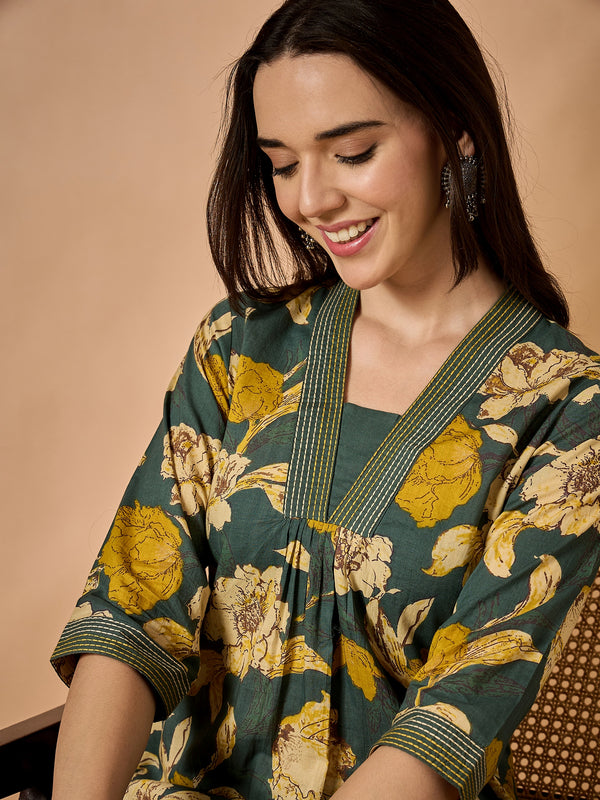 Floral Printed Kurta With Palazzo Set