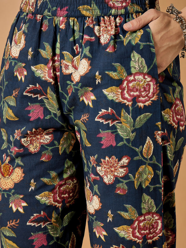 Floral Printed Kurta With Palazzo & Dupatta Set
