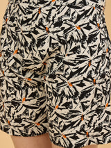 Black & Cream Printed Co-Ord Set with Shrug and Shorts