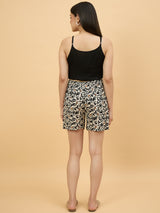 Black & Cream Printed Co-Ord Set with Shrug and Shorts