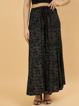 Black Printed Flared Palazzo