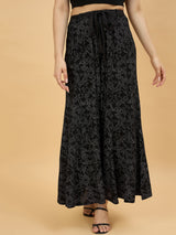 Black Printed Flared Palazzo