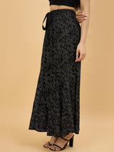 Black Printed Flared Palazzo