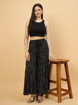 Black Printed Flared Palazzo