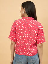 Red Rayon Polka Dot Printed Top for Women Perfect for Casual & Office Wear