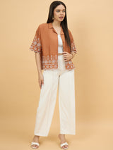 Brown Rayon Embroidered Top for Women Perfect for Casual Wear ⭐