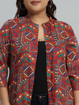 Abstract printed Maroon shrug