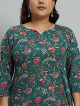 Floral Printed Kurta With Palazzo & Dupatta Set