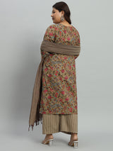 Floral Printed Kurta With Palazzo & Dupatta Set