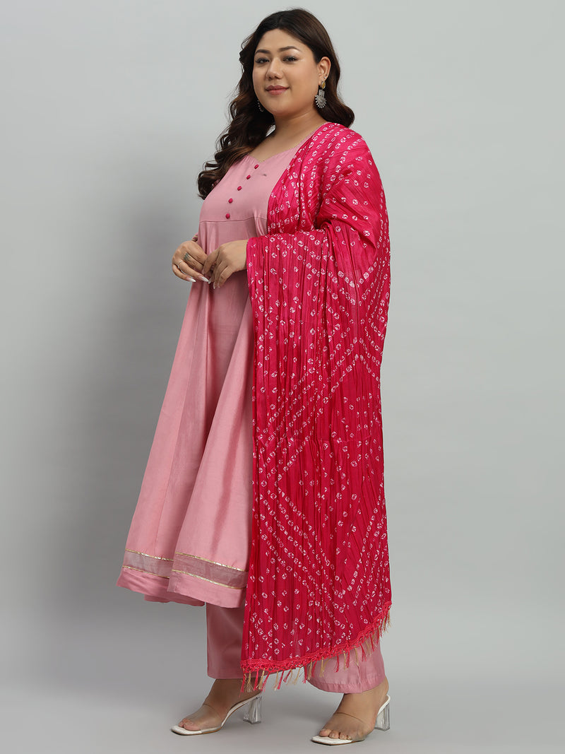 Solid Kurta With Palazzo & Dupatta Set