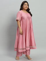 Solid Kurta With Palazzo & Dupatta Set