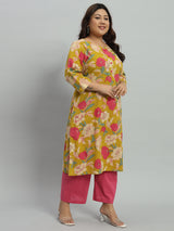 Floral Printed Kurta With Palazzo & Dupatta Set