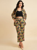 Multicoloured Floral printed Crepe Co-Ords