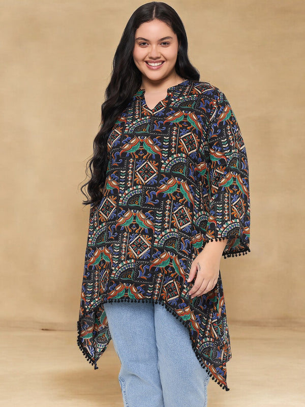 Plus Size Abstract Printed Kurta