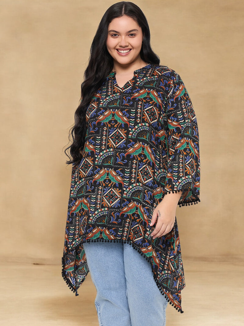 Plus Size Abstract Printed Kurta