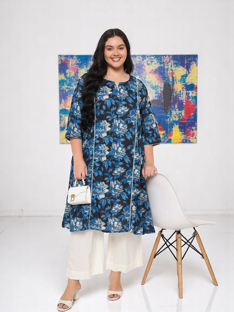 Plus Size Floral Printed Kurta