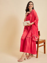 Solid Straight knee Length Kurta With Sharara And Dupatta Set