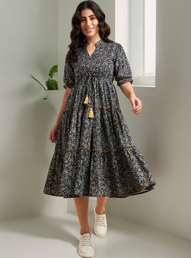 Two Tiered Floral Cotton Dress